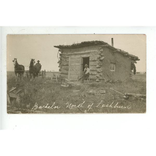 Vintage RPPC – “Bachelor.  North of Lashburn.”  Sask.
