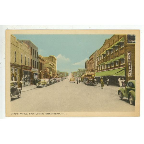 1934 Post Card – “Central Avenue, Swift Current, Saskatchewan.”
