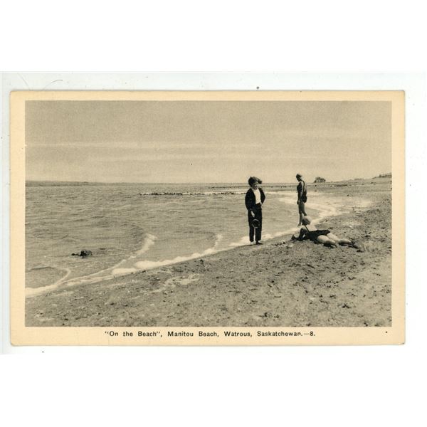 Vintage Post Card – “‘On the Beach’, Manitou Beach, Watrous, Sas