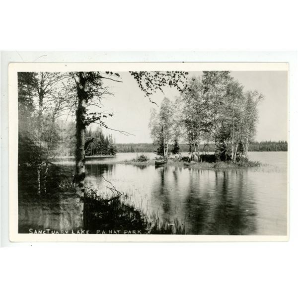 Vintage RPPC – “Sanctuary Lake.  P.A. Nat. Park”.  Prince Albert, Sask.