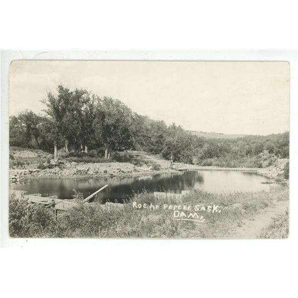 Vintage RPPC – “Roche Percee Sask. Dam.”