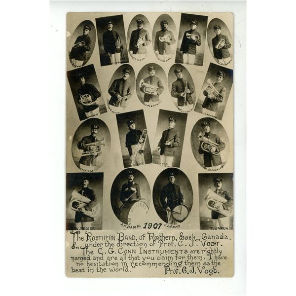 1907 RPPC – “The Rosthern Band of Rosthern, Sask., Canada”