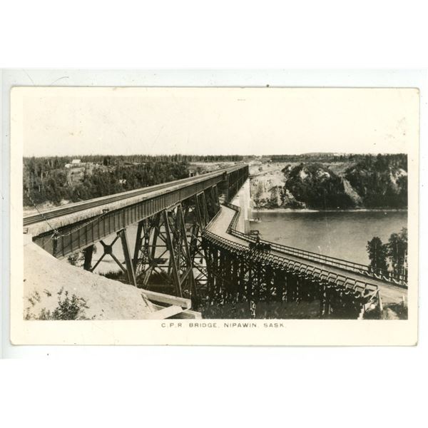 Vintage RPPC – “C.P.R. Bridge, Nipawin, Sask.”