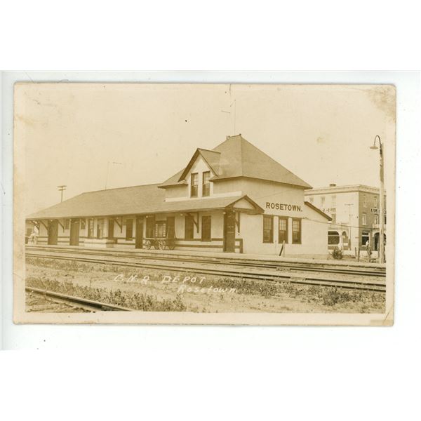 1940 RPPC – “C.N.R. Depot.  Rosetown”, Sask.  Posted.