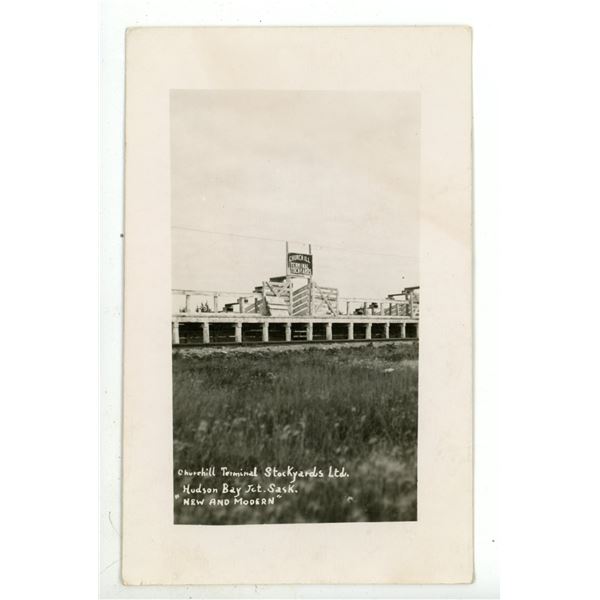 Vintage RPPC – “Churchill Terminal Stockyards Ltd.  Hudson Bay Jct. Sask.[x=#8221/