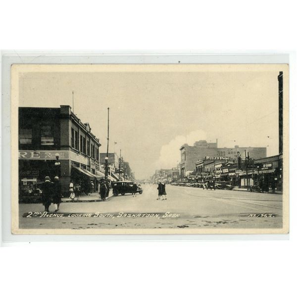 Vintage Post Card – “2nd Avenue, Looking South, Saskatoon, Sask.”