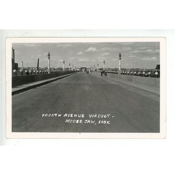 Vintage RPPC – “Fourth Avenue Viaduct – Moose Jaw, Sask.”