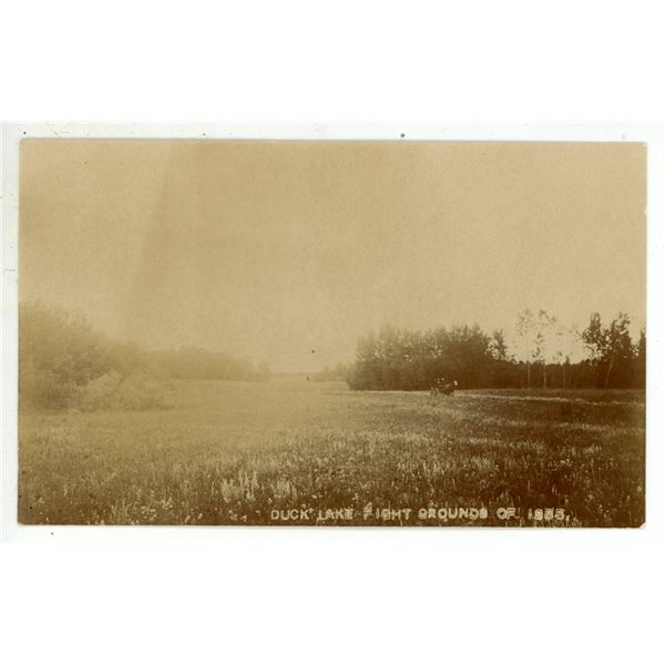 Vintage RPPC – “Duck Lake Fight Grounds of 1885”.  Photo of “The