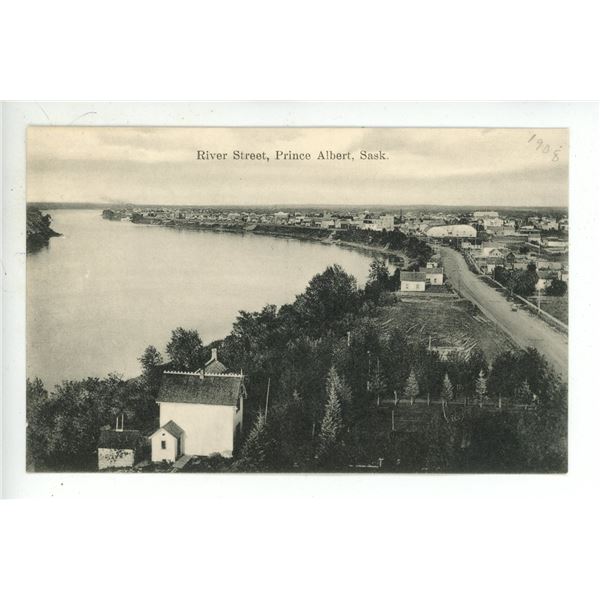 Vintage Post Card – “River Street, Prince Albert, Sask.”  Marked [x=#8220