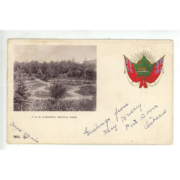 1906 Post Card – “C.P.R. Gardens, Regina, Sask.”