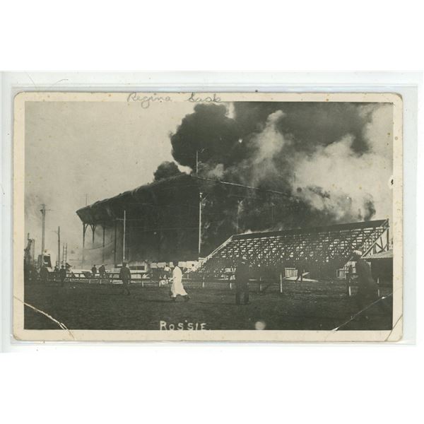 RPPC Depicting 1909 Hanlan’s Point Baseball Stadium Fire in Toronto, ON.  Postmarked 1917 R
