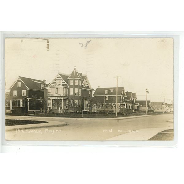 1914 RPPC – “13th Avenue, Regina”, Sask.  Posted.