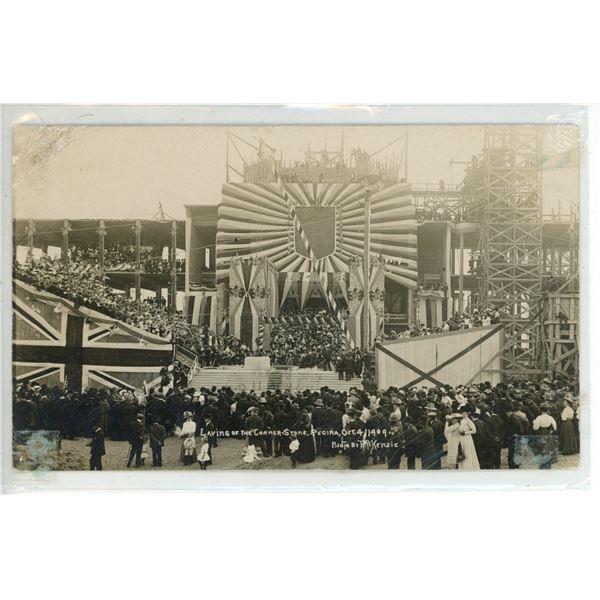Vintage RPPC – “Laying of the Corner Stone, Regina, Oct. 4 / 1909”, Sask.
