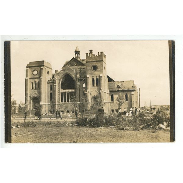 RPPC - Aftermath of the 1912 Regina, SK Cyclone.  Knox Presbyterian Church
