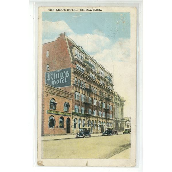 Vintage Post Card – “The King’s Hotel, Regina, Sask.”  Posted.