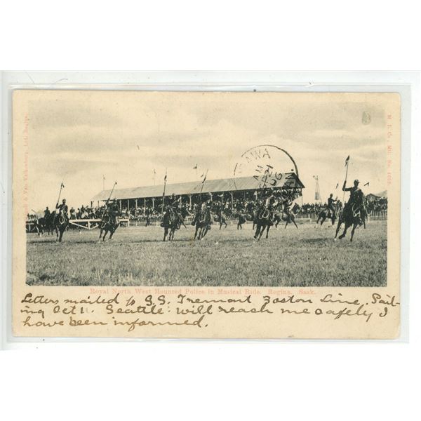 1906 Post Card – “Royal North West Mounted Police in Musical Ride.  Regina, Sask.[