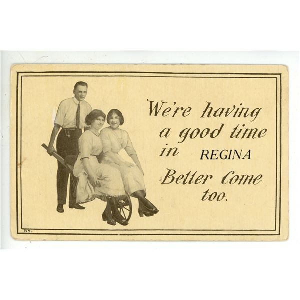 Vintage Post Card – “…Having a good time in Regina”, Sask.