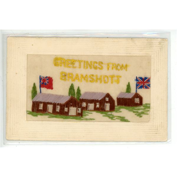 WWI Embroidered Post Card – “Greetings From Bramshott”, England.