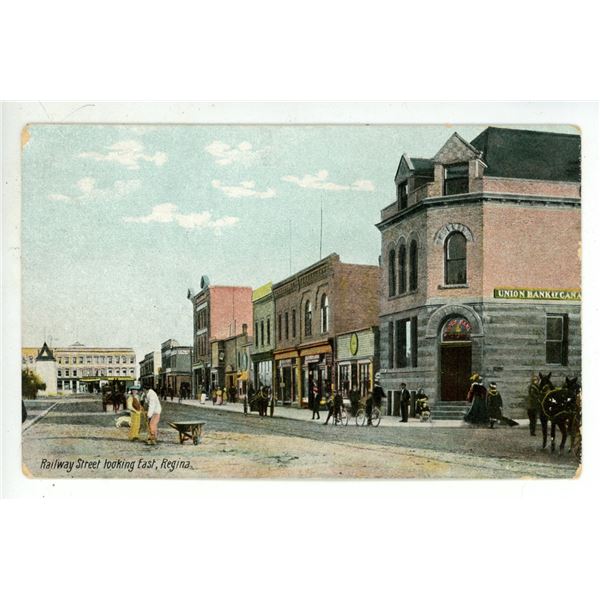 Vintage Post Card – “Railway Street Looking East, Regina”, Sask.