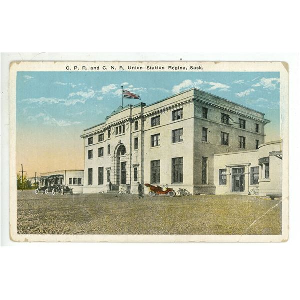 Vintage Post Card – “C.P.R. and C.N.R. Union Station Regina, Sask.”