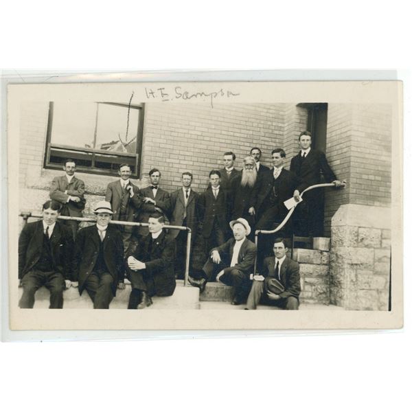 Vintage RPPC – Group photo, one person marked “H.E. Sampson”.