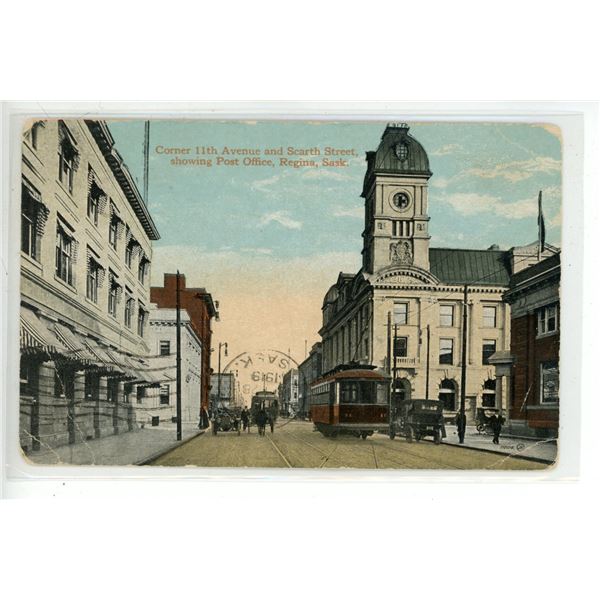 1919 Post Card – “Corner 11th Avenue and Scarth Street, showing Post Office, Regin