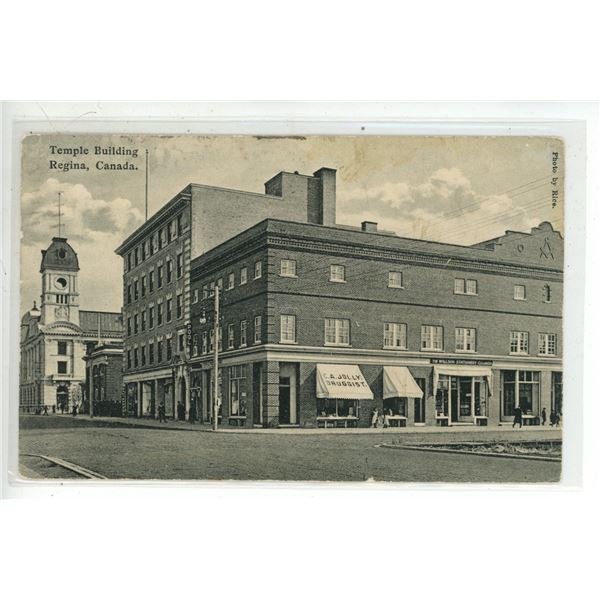 1917 Vintage Post Card – “Temple Building.  Regina, Canada.”  Sask.  Post
