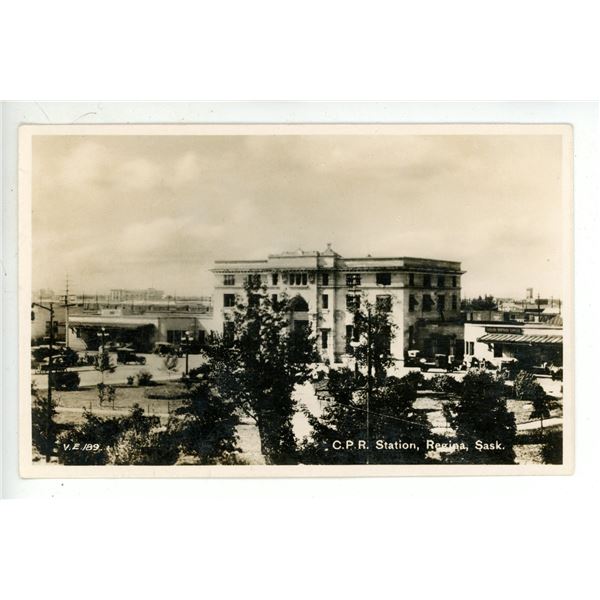 Vintage RPPC – “C.P.R. Station, Regina, Sask.”