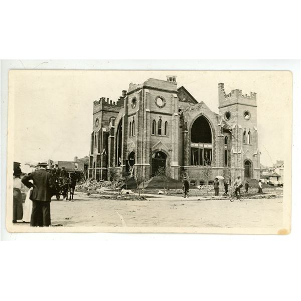 Photo of the Presbyterian Church after the 1912 Regina, SK Cyclone.