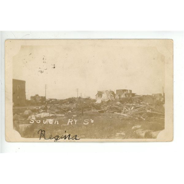 1912 RPPC – “South RY St”.  Aftermath of the 1912 Regina, SK Cyclone.