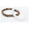 Image 1 : #56- NATURAL SELENITE & UNAKITE BEAD BRACELET