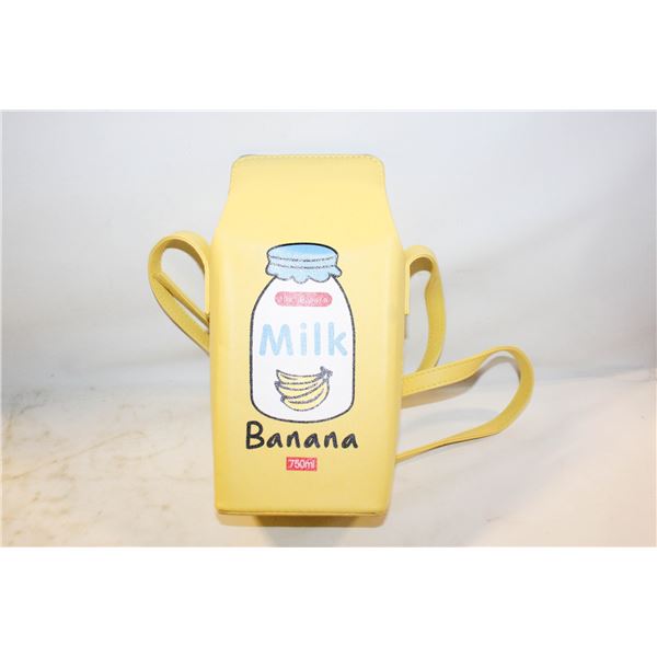 MILK BANANA YELLOW PURSE, 10"H X 4.5"W X 3.5"D
