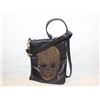 Image 1 : SKULL BLACK LEATHER PURSE, 7.5"W X 9.5"H, 2 ZIPP