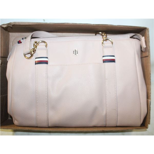 TOMMY HILFIGER ROSE-COLOR PURSE, 11.5"W X 9.5"H