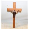 Image 1 : VINTAGE WOOD CRUCIFIX CROSS, HANGS ON WALL, 10"X5