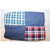 Image 1 : HOME-MADE BLUEJEAN & PLAID PATCHWORK QUILT 74"X50