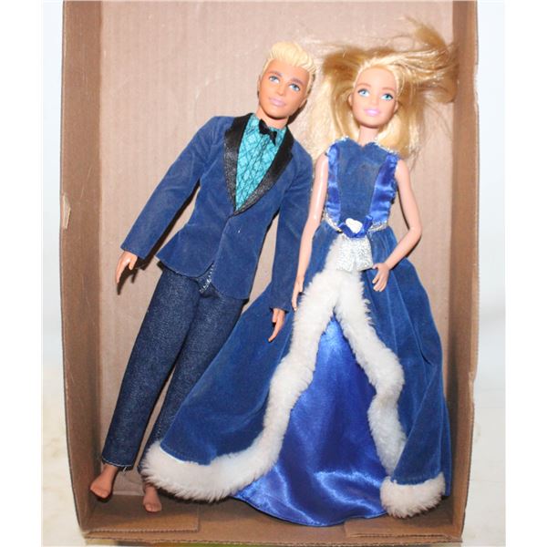 BARBIE & KEN DOLLS, BLUE VELVET GOWN & BLAZER,