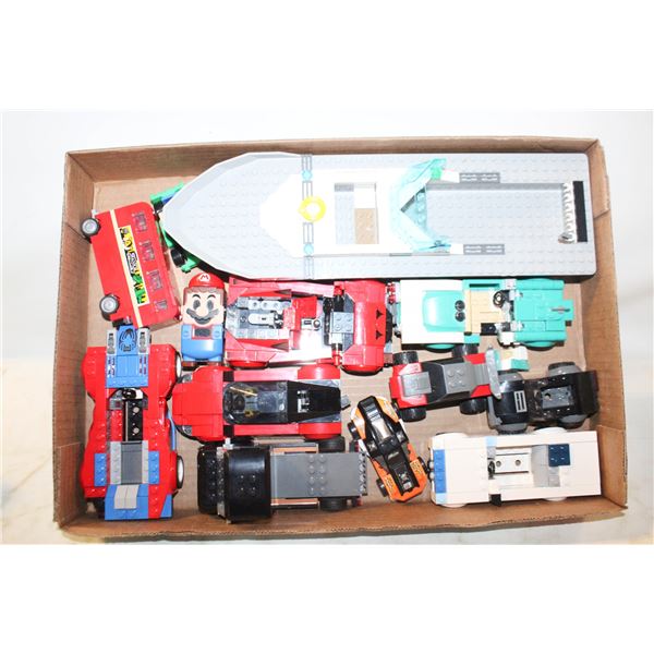 SMALL LEGO (NOT DUPLO) BUILT PIECES, MARIO, CARS,