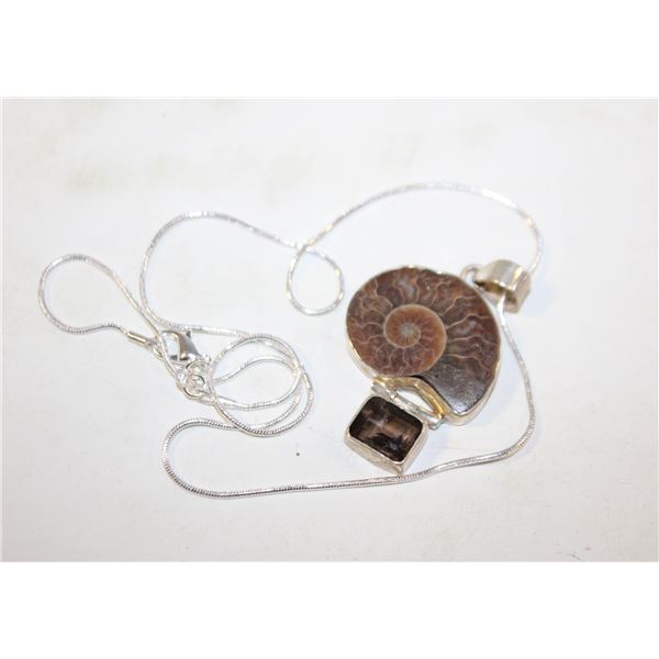 AMMOLITE NECKLACE ON SILVER CHAIN
