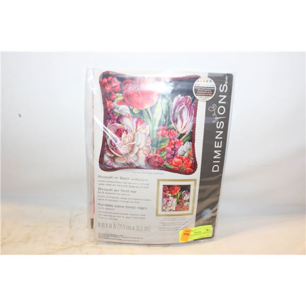 NEW NEEDLEPOINT KIT - BOUQUET ON BLACK