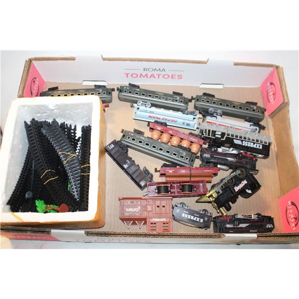 FLAT WITH TRAIN SET - 12 CARS AND 4 ENGINES &