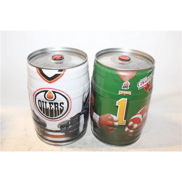 2 BUBBA MINI KEGS OILERS+ESKIMOS WITH BOX