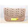 Image 1 : LADIES FLAP PURSE 9" TAN WITH RHINESTONES