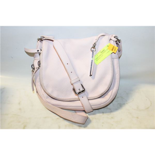 LADIES PINK LEATHER SHOULDER PURSE 8" X 10"