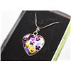 Image 1 : STAINLESS STEEL CHAIN PANSY HEART SHAPED NECKLACE
