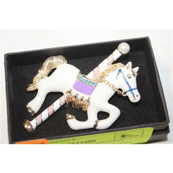 ANNE KLEIN HORSE CAROUSEL BROOCH