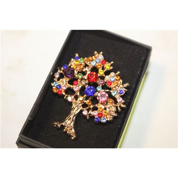 TREE OF LIFE CRYSTAL SPARKLING BROOCH