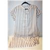 Image 1 : SZ. L TAUPE & WHITE STRIPPED V NECK SHIRT DRESS