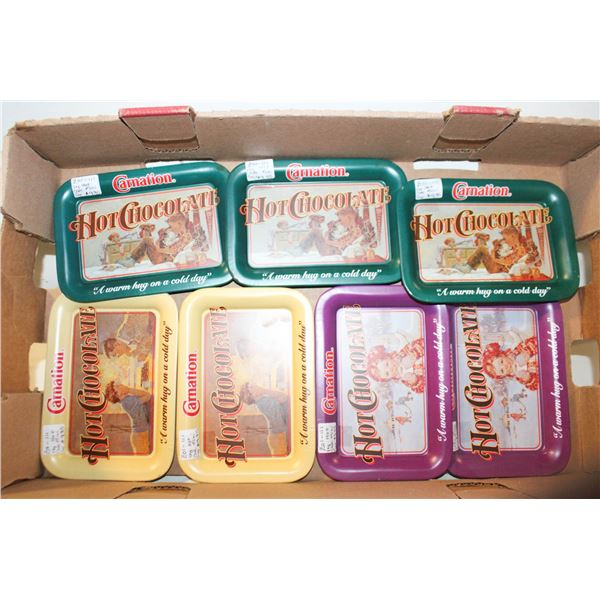 VTG. 8 METAL CARNATION HOT CHOC. TRAYS
