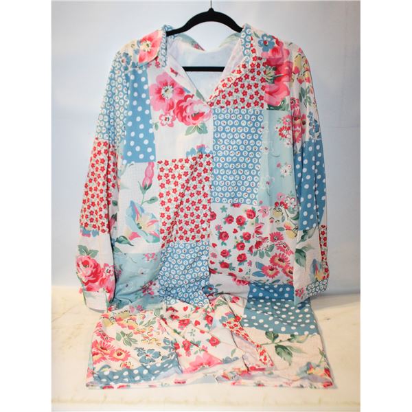 SZ. L FRONT DRESS SHIRT W  POCKETS AUTUM PATCHWOR